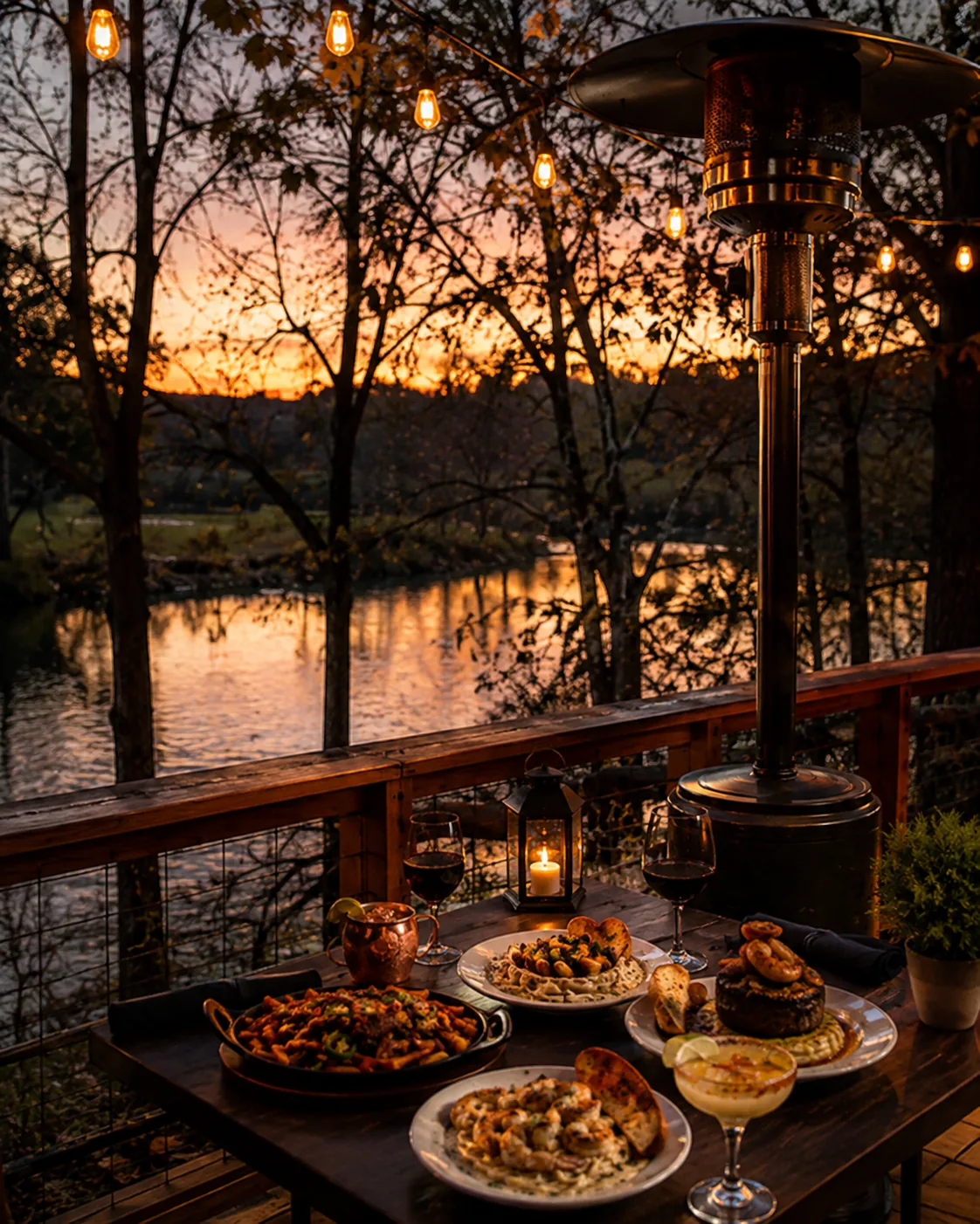 Dinner overlooking the creek